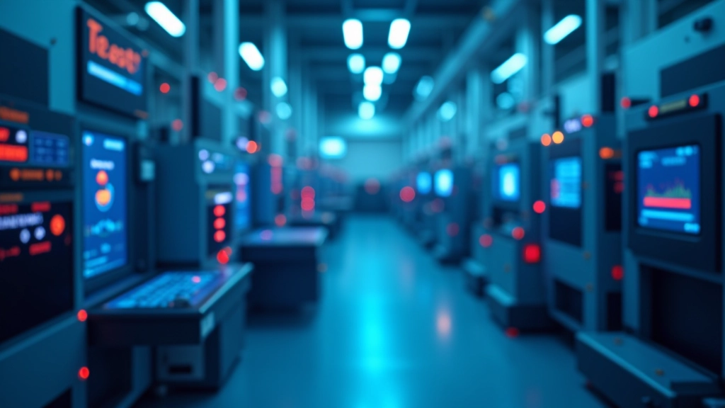 Šiuolaikinės gamyklos gamybos linija su sensoriais ir IoT prietaisais, kurie seka procesą