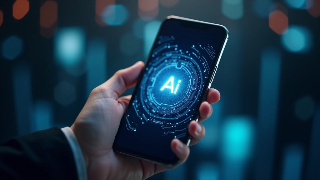 Išmanusis telefonas su dirbtinio intelekto čipu, žaidžiantis vaizdo apdorojimą ekrane