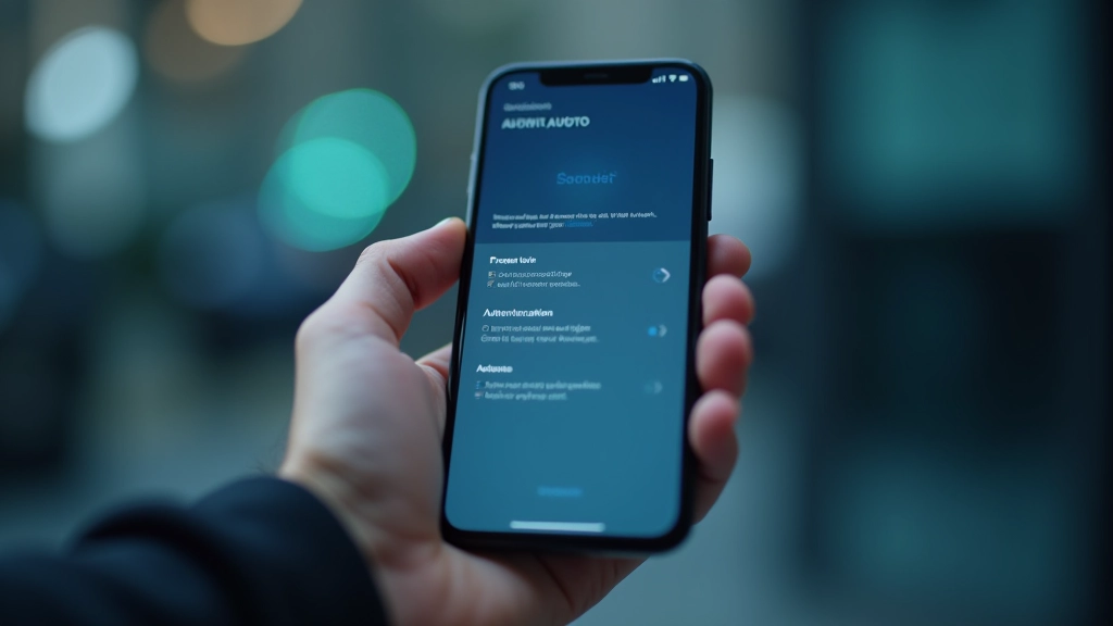 Turtas valdymo ženklas: telefonas su saugos padėtimi, saugumo protokolai ekrane